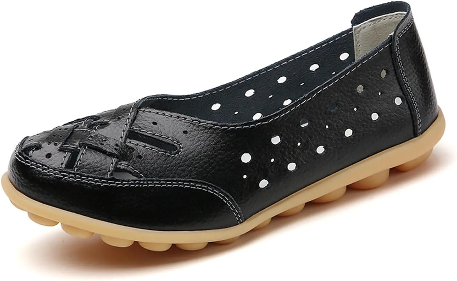 Orthopedic Loafers in Breathable Leather Casual Slip-On Hands-Free Flat Loafer Flats Sandals Slip-On Cutout