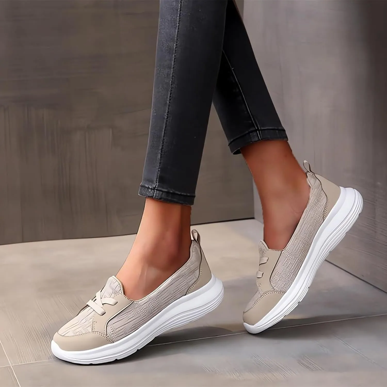 Orthopedic Shoes for Women Comfortable Mesh Arch Support Walking Loafers, Breathable Low Top Soft Sole Non-Slip Sneakers Casual Comfort Walking Sneakers