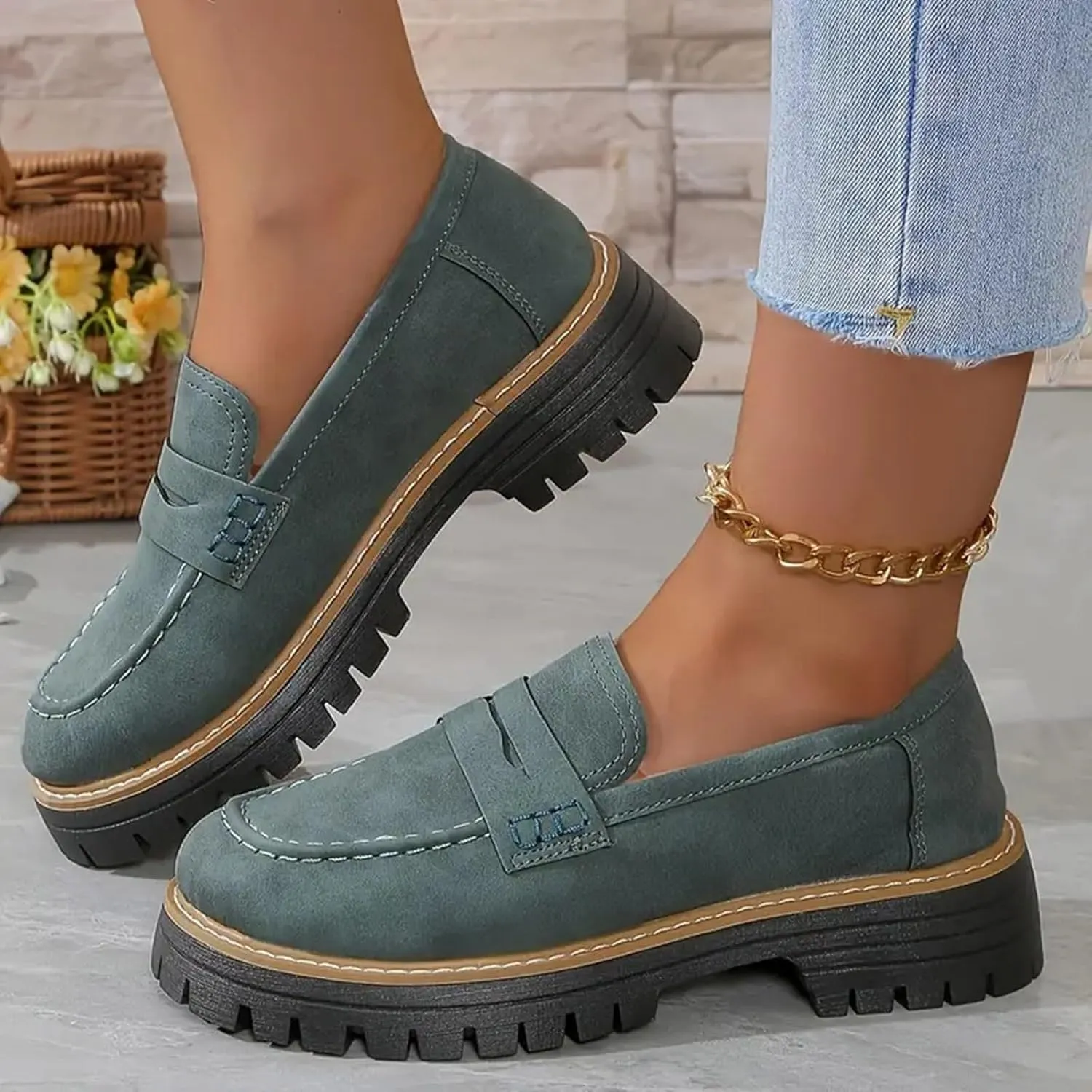Orthopedic Shoes for Women Orthoture-Orthopedic Platform Loafers, Comfort Orthopedic Shoes, Womens Round Toe Walking Shoe, Slip On Shoes