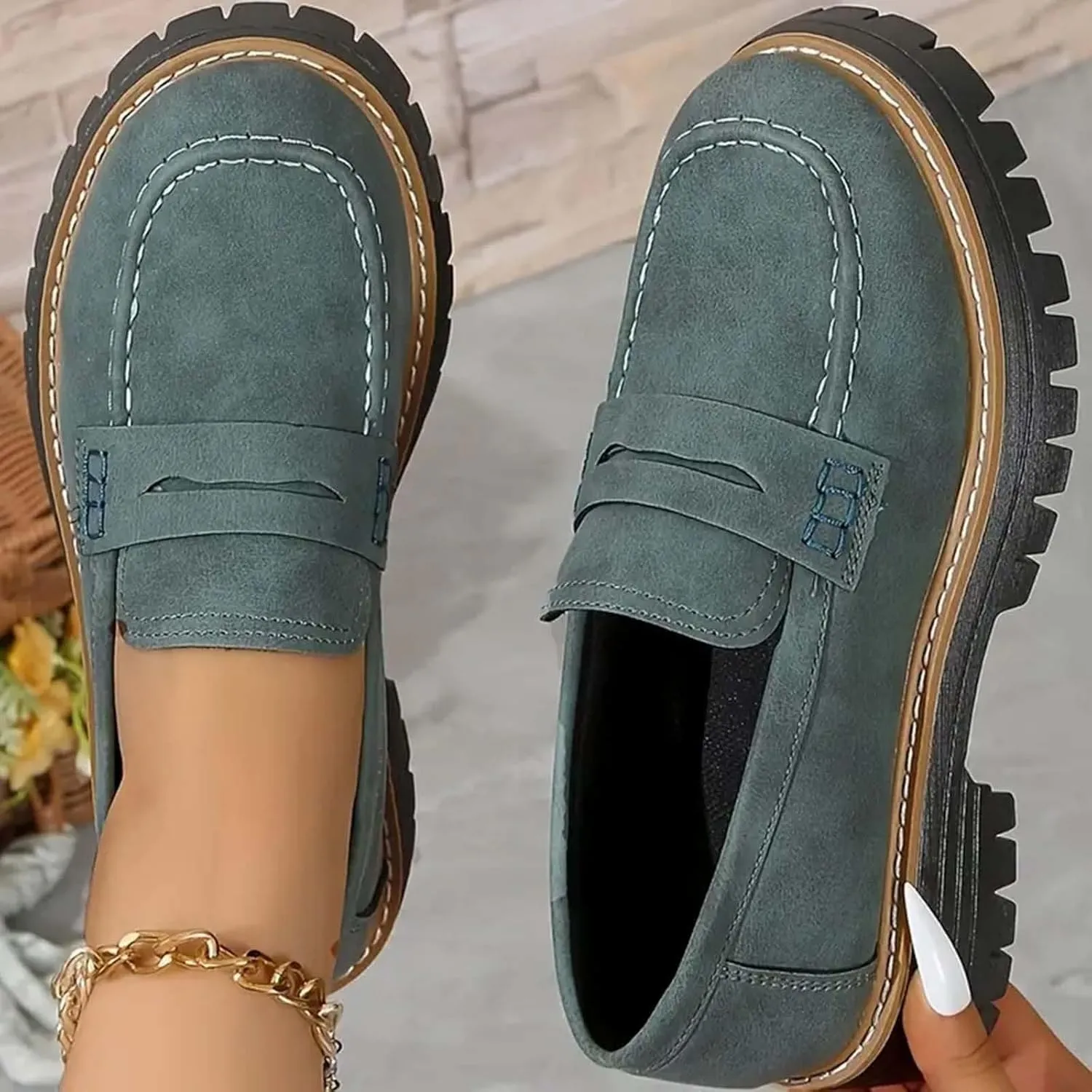 Orthopedic Shoes for Women Orthoture-Orthopedic Platform Loafers, Comfort Orthopedic Shoes, Womens Round Toe Walking Shoe, Slip On Shoes