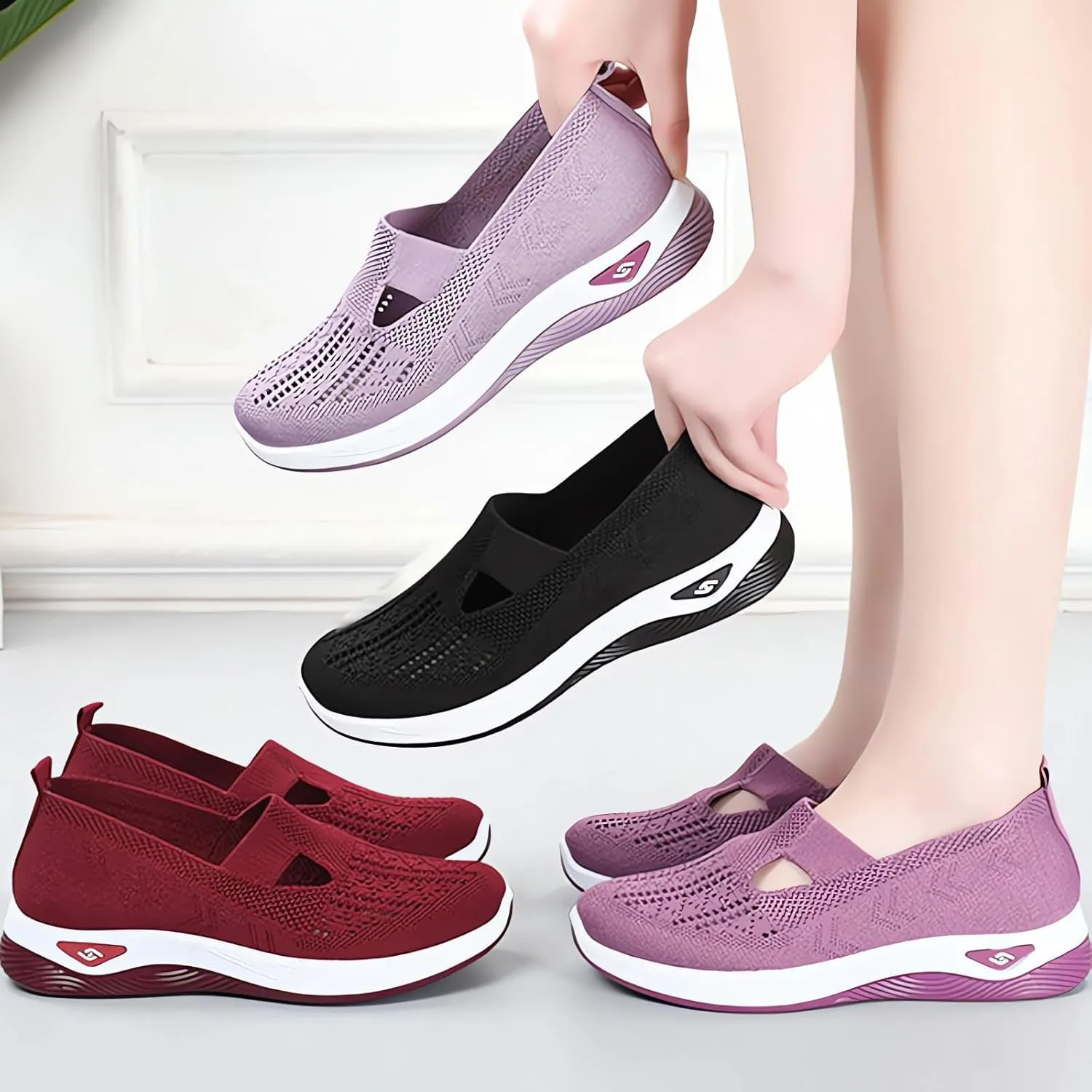 Orthopedic Shoes for Women Slip On Sneakers Breathable Soft Sole Diabetic Walking Shoes Comfort Non Slip Work Sneakers Lightweight Wide Width Soft Sole Arch Support Non-Slip Shoe