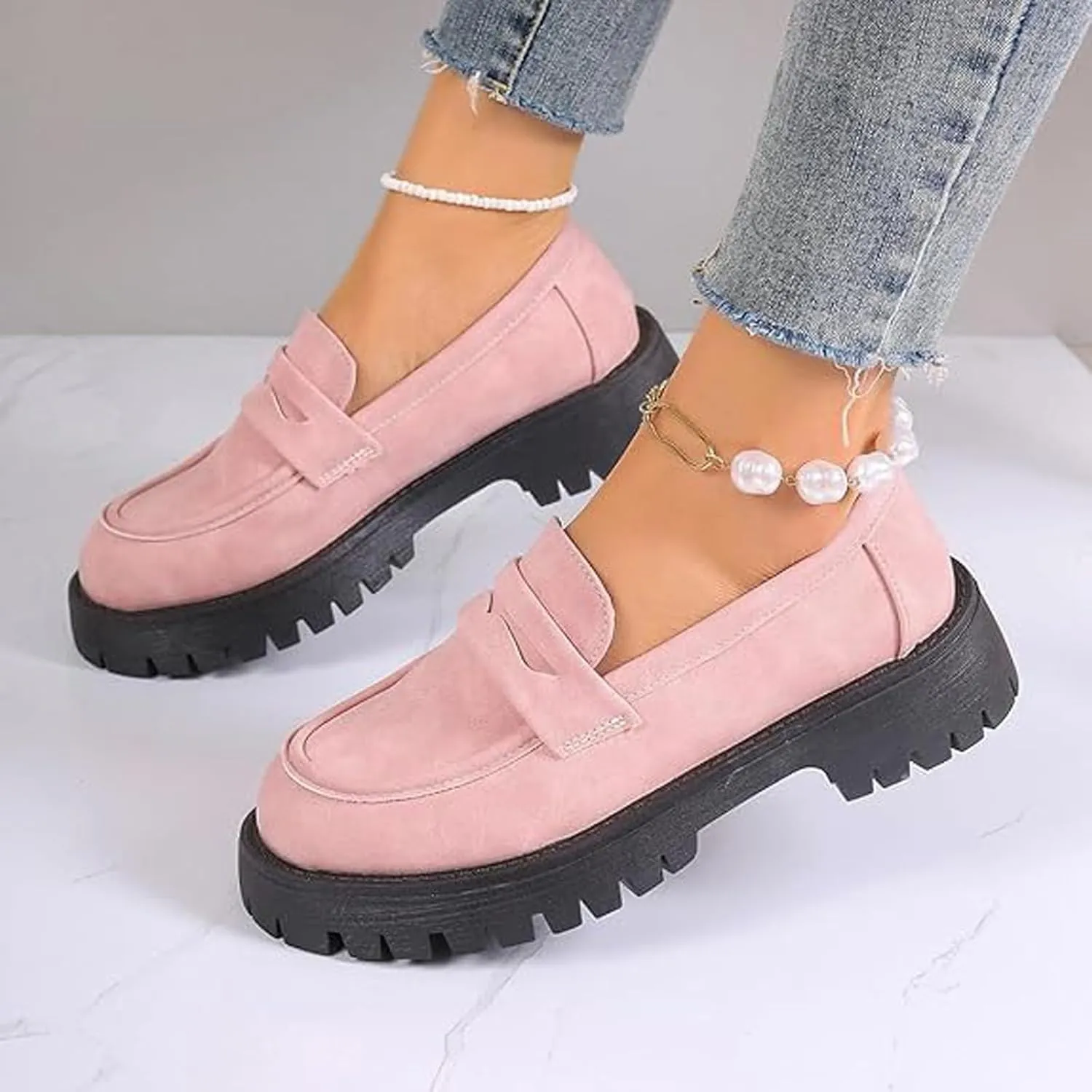 Orthoture Orthopedic Platform Loafers, Lug Sole Loafers for Women, Slip On Comfort Casual Fashion