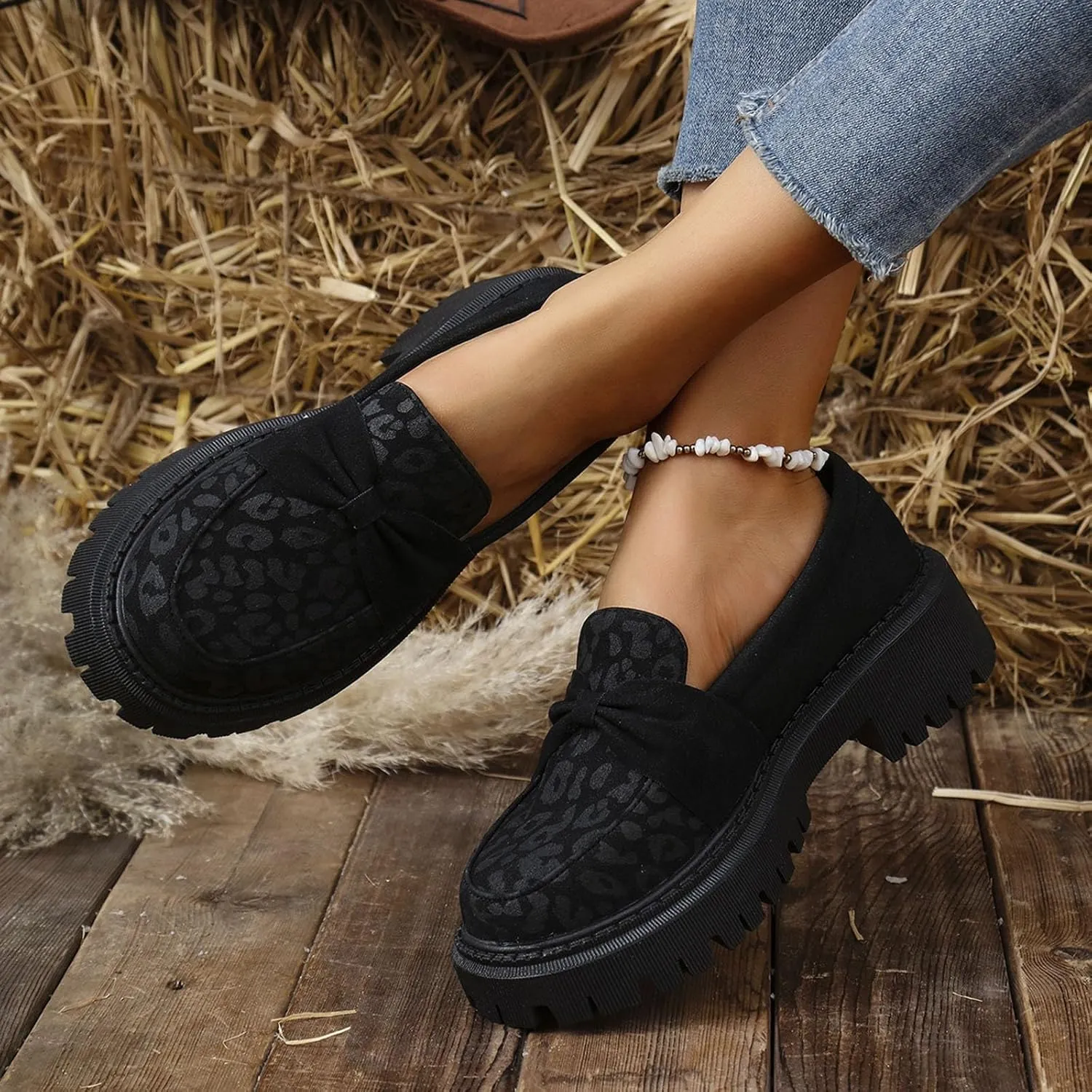 Platform Shoes for Women Chunky Loafers Slip On Penny Loafers Comfort Business Shoes Dressy Loafers Shoes Work Shoes