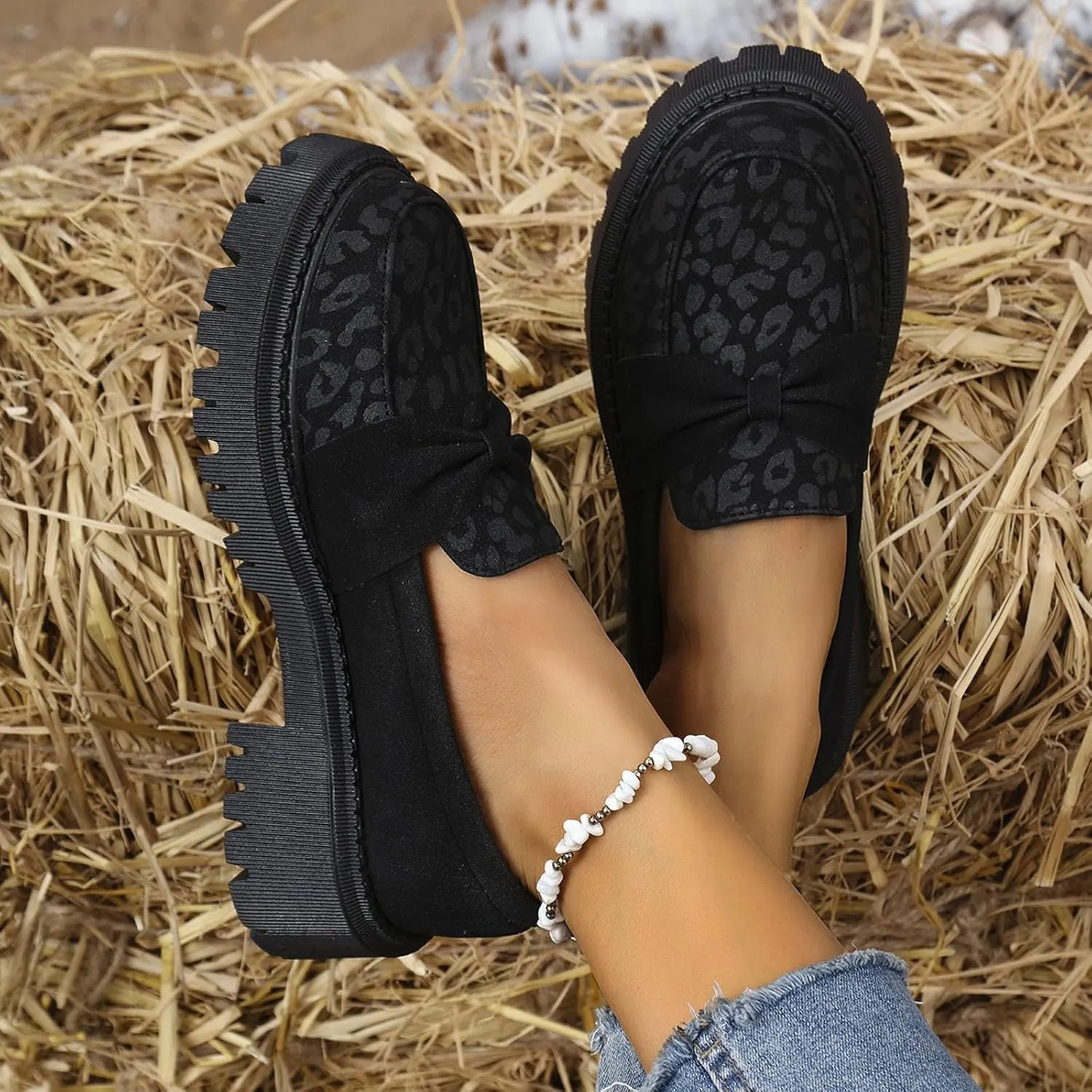 Platform Shoes for Women Chunky Loafers Slip On Penny Loafers Comfort Business Shoes Dressy Loafers Shoes Work Shoes