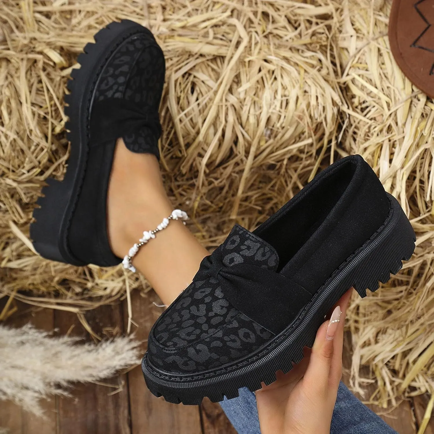 Platform Shoes for Women Chunky Loafers Slip On Penny Loafers Comfort Business Shoes Dressy Loafers Shoes Work Shoes