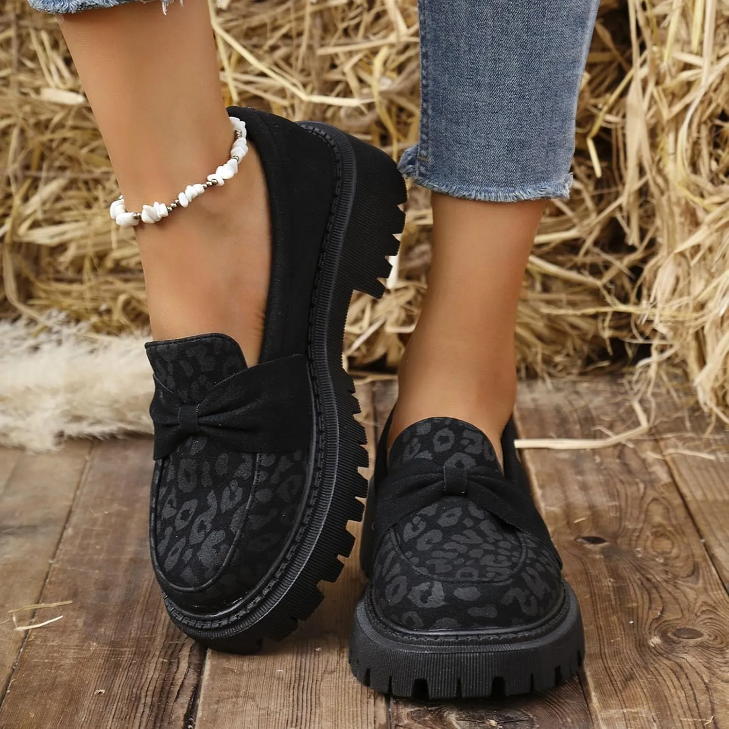 Platform Shoes for Women Chunky Loafers Slip On Penny Loafers Comfort Business Shoes Dressy Loafers Shoes Work Shoes