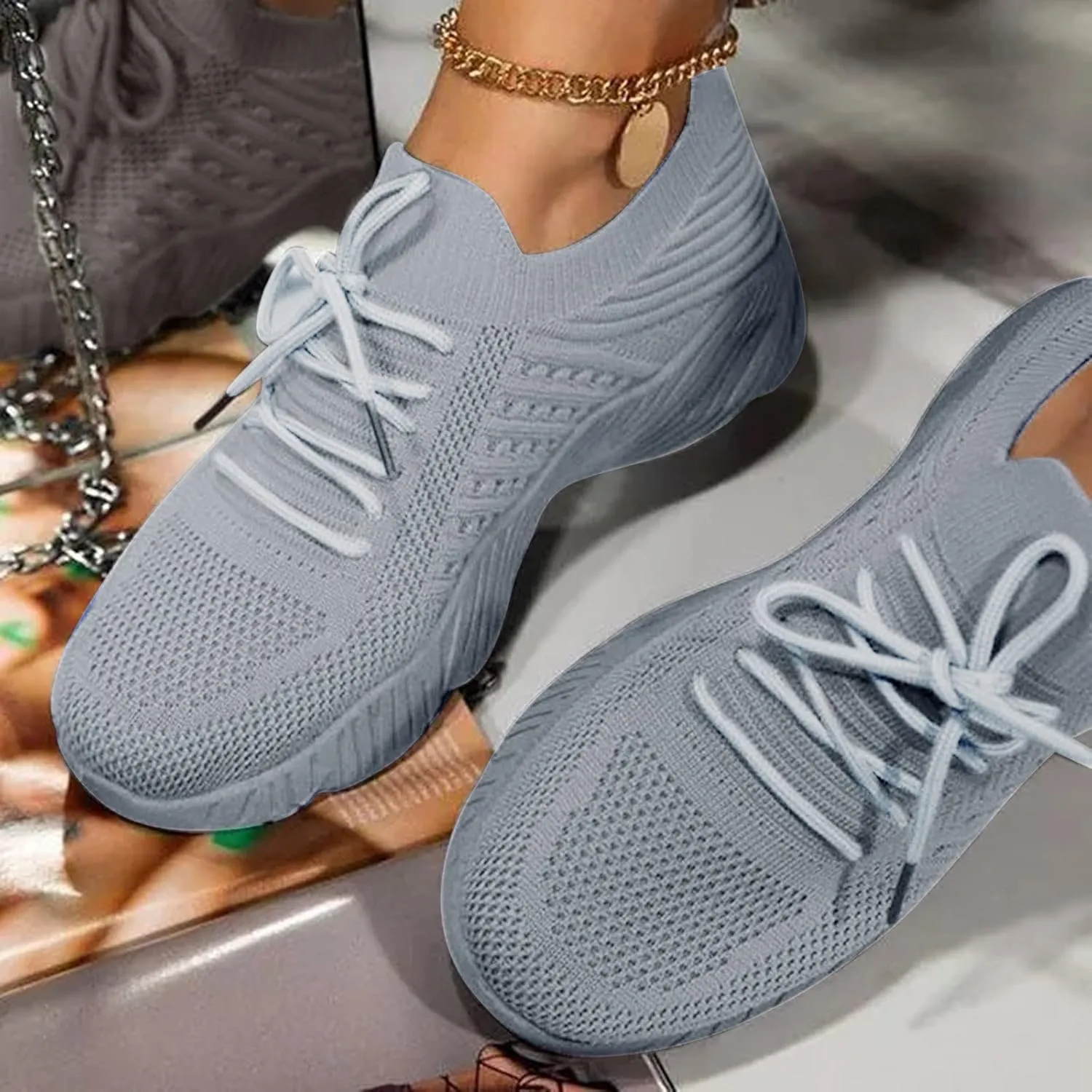Platform Sneakers for Women Fashion Glitter Tenis Antideslizantes para Mujer De Cocina Womens Slip On Shoes Wide Toe Box Plantar Fasciitis Shoes Women Slip Ons Zapatos Comodos para Mujer