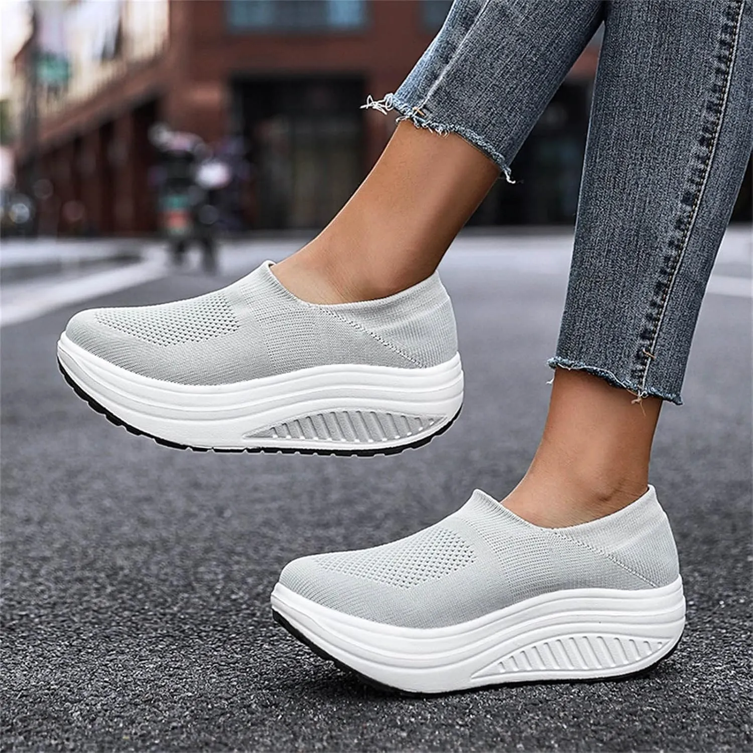 Platform Sneakers for Women Wide Toe All Black Tennis Shoes for Women Slip On Womens Fall Shoes 2023 Casual Wedge Sneakers for Women Dressy Sneakers Non Slip Work Shoes for Women