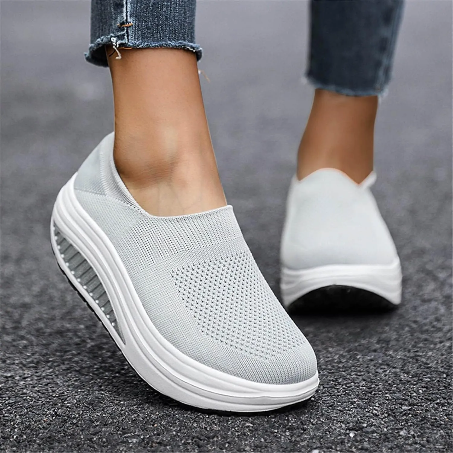 Platform Sneakers for Women Wide Toe All Black Tennis Shoes for Women Slip On Womens Fall Shoes 2023 Casual Wedge Sneakers for Women Dressy Sneakers Non Slip Work Shoes for Women