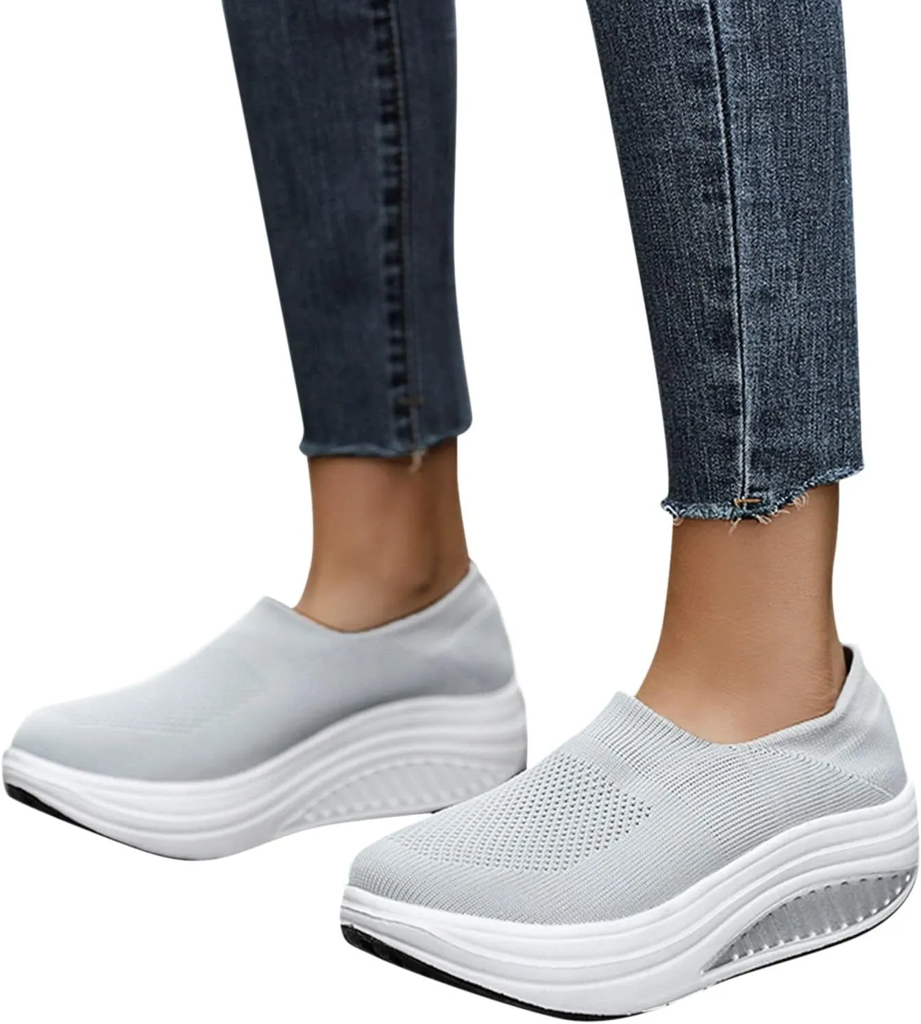 Platform Sneakers for Women Wide Toe All Black Tennis Shoes for Women Slip On Womens Fall Shoes 2023 Casual Wedge Sneakers for Women Dressy Sneakers Non Slip Work Shoes for Women