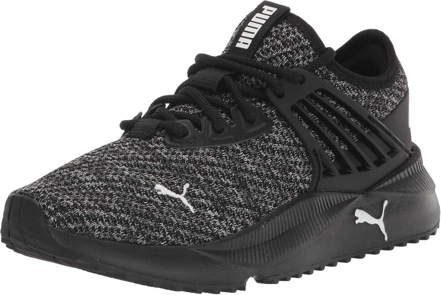 Puma Pacer Future Doubleknit Sneaker, Black Black White, 6 US Unisex Big Kid