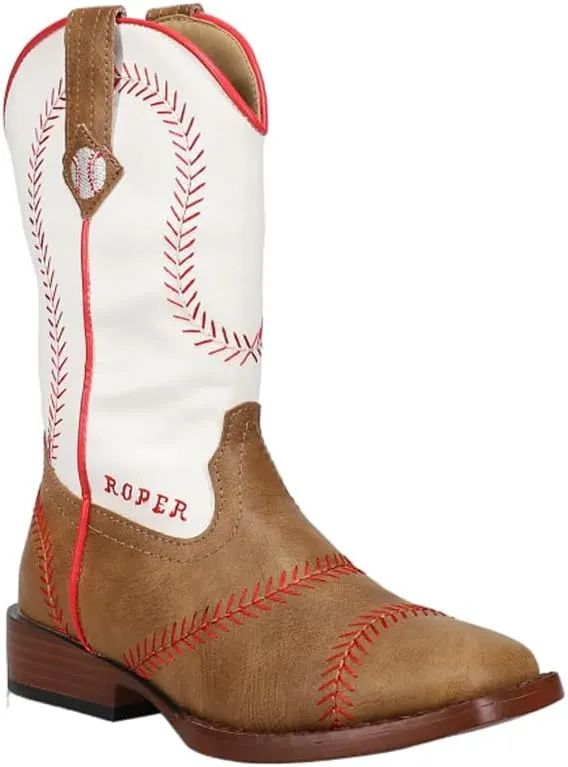 ROPER Kids Boys Baseball Square Toe Casual Boots Mid Calf - Brown
