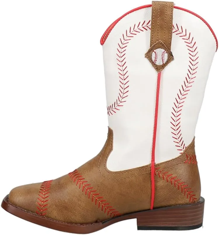 ROPER Kids Boys Baseball Square Toe Casual Boots Mid Calf - Brown