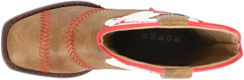ROPER Kids Boys Baseball Square Toe Casual Boots Mid Calf - Brown