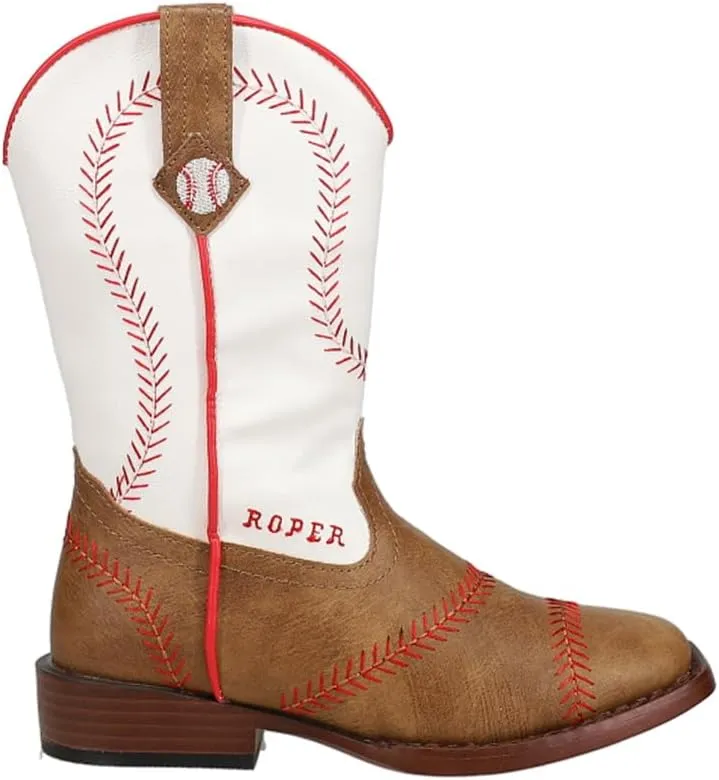 ROPER Kids Boys Baseball Square Toe Casual Boots Mid Calf - Brown