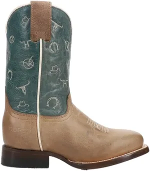 ROPER Kids Boys Brands Square Toe Casual Boots Mid Calf - Brown