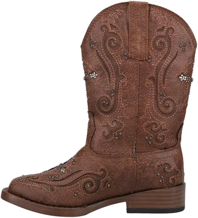 ROPER Kids Girls Faith Square Toe Casual Boots Mid Calf - Brown