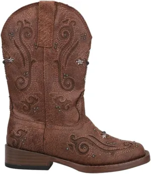 ROPER Kids Girls Faith Square Toe Casual Boots Mid Calf - Brown