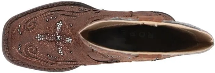 ROPER Kids Girls Faith Square Toe Casual Boots Mid Calf - Brown