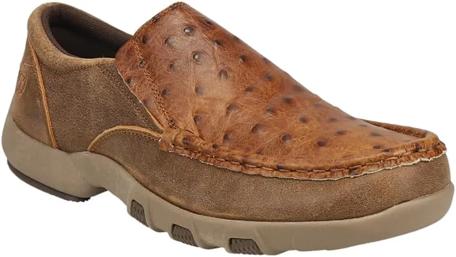 ROPER Mens Embossed Ostrich Driving Moccasins Casual Shoes - Brown