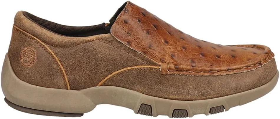 ROPER Mens Embossed Ostrich Driving Moccasins Casual Shoes - Brown