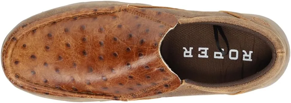 ROPER Mens Embossed Ostrich Driving Moccasins Casual Shoes - Brown