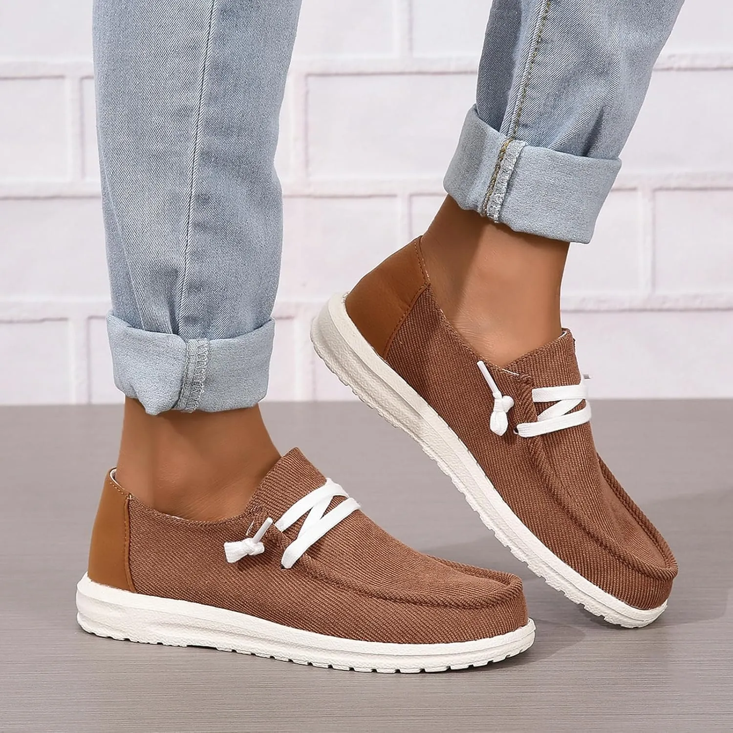 SACFOF Slip on Loafers Shoes for Women Orthopedic Casual Loafers with Arch Support Comfotable Lightweight Casual Boat Shoes