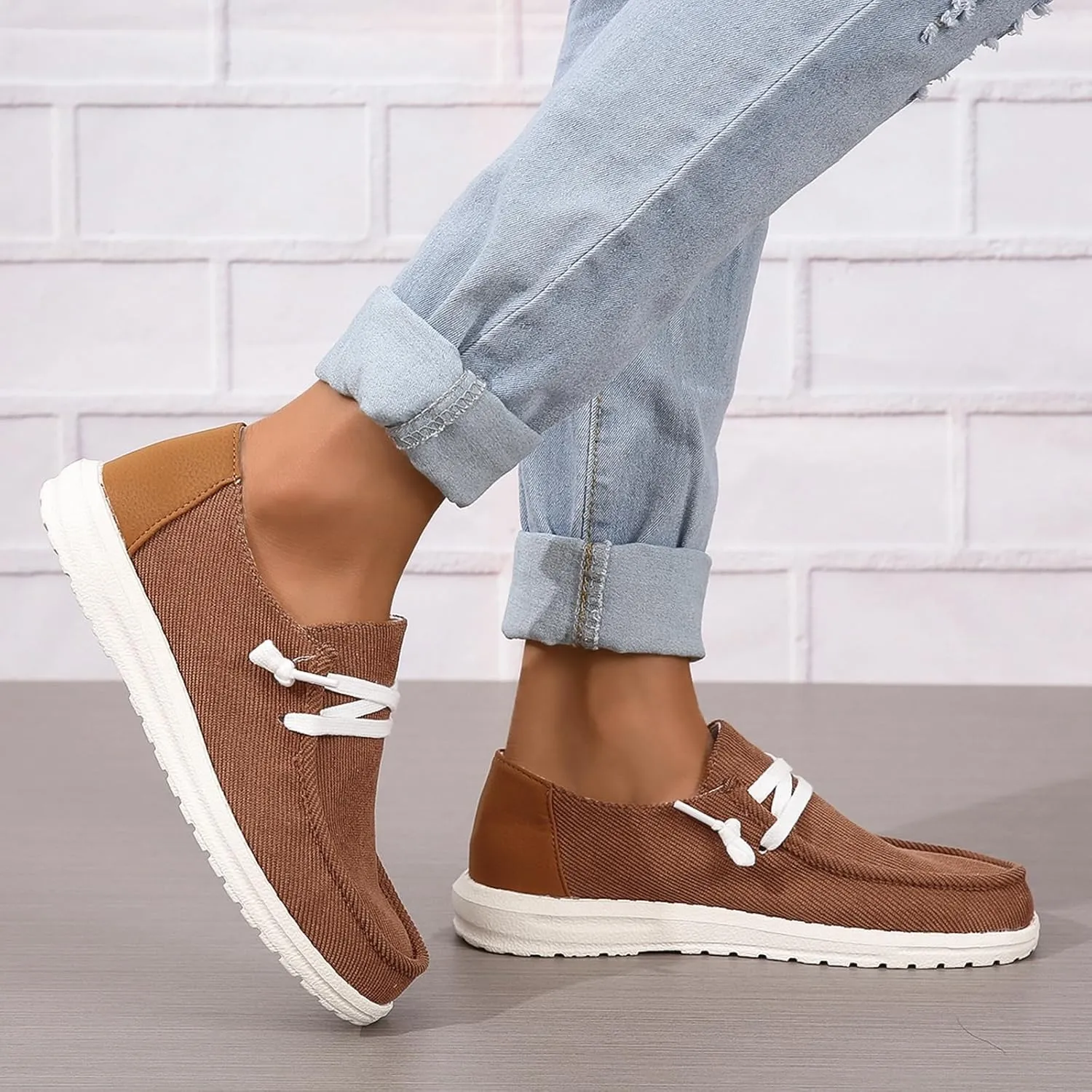 SACFOF Slip on Loafers Shoes for Women Orthopedic Casual Loafers with Arch Support Comfotable Lightweight Casual Boat Shoes