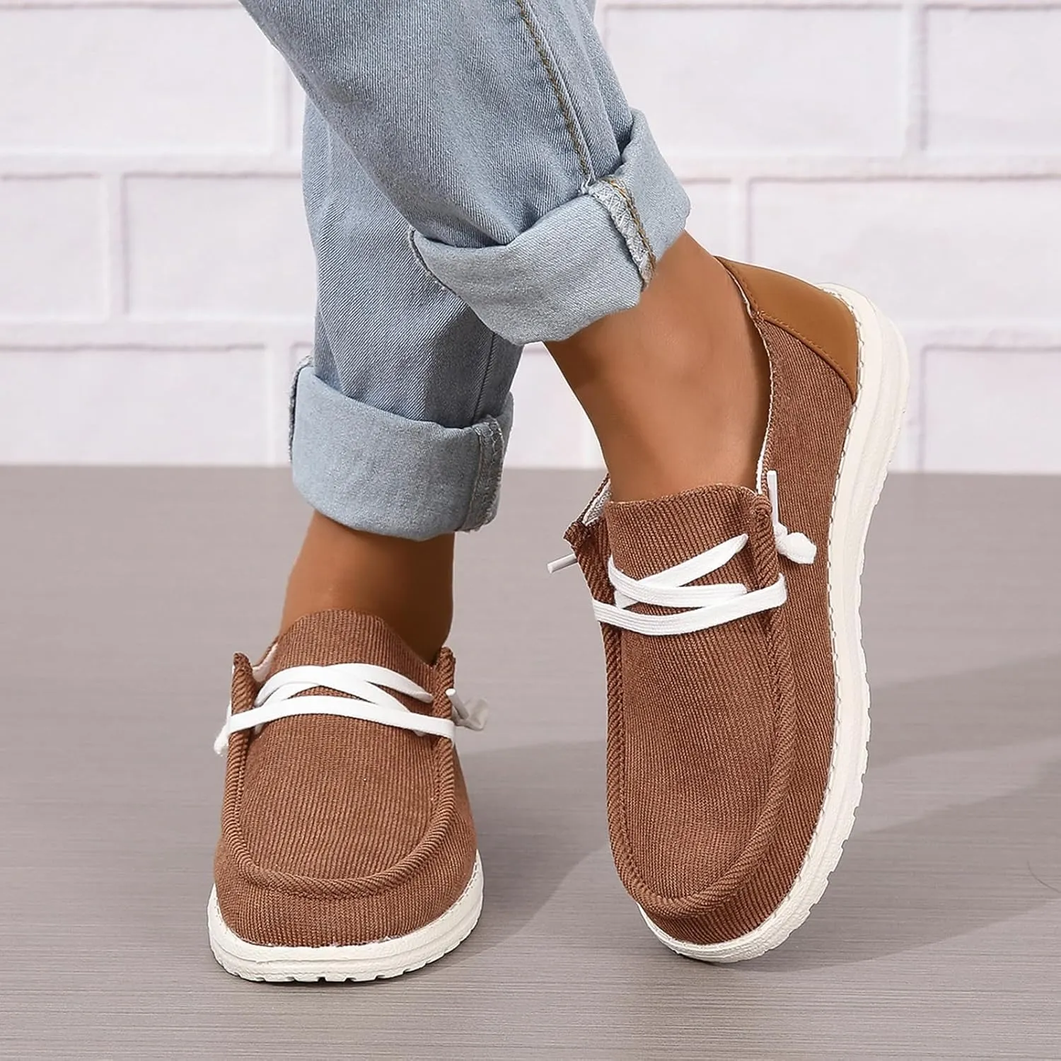 SACFOF Slip on Loafers Shoes for Women Orthopedic Casual Loafers with Arch Support Comfotable Lightweight Casual Boat Shoes