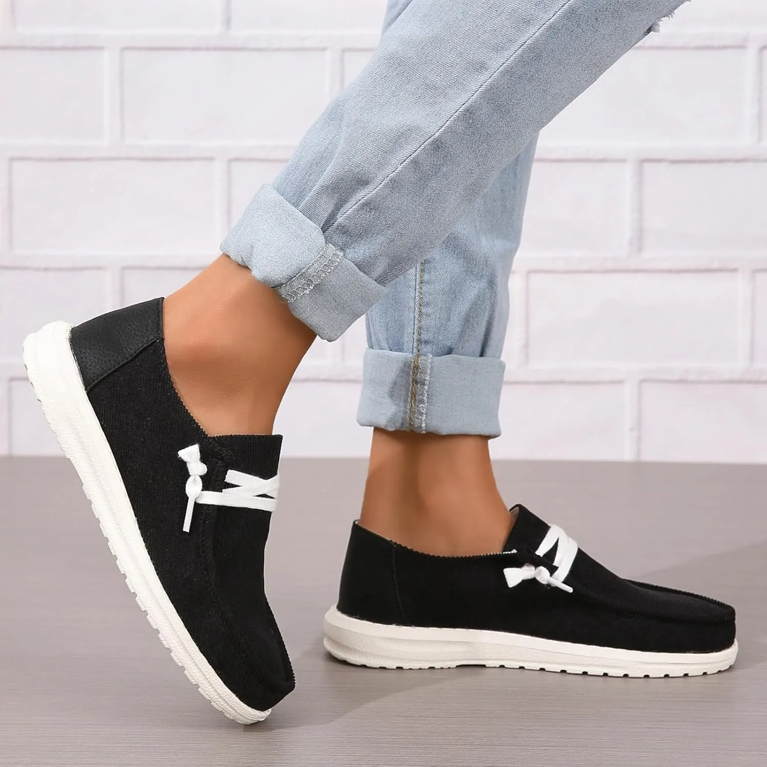 SACFOF Slip on Loafers Shoes for Women Orthopedic Casual Loafers with Arch Support Comfotable Lightweight Casual Boat Shoes