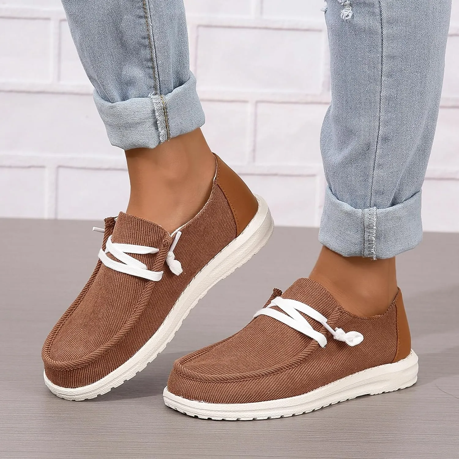 SACFOF Slip on Loafers Shoes for Women Orthopedic Casual Loafers with Arch Support Comfotable Lightweight Casual Boat Shoes
