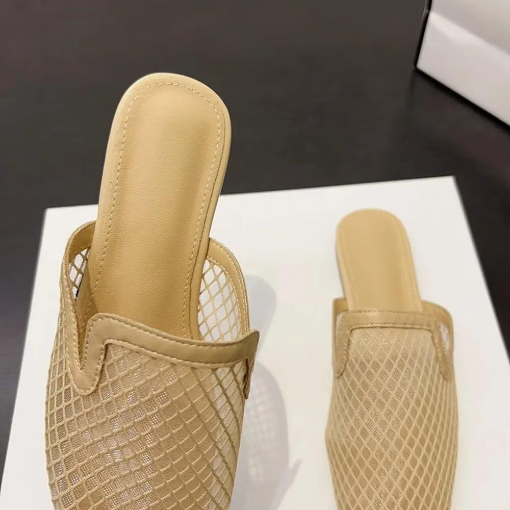 SAILING LU Square Toe Mules for Women Casual Backless Shoes Solid Color Flat Slip ons Comfort Summer Sandals