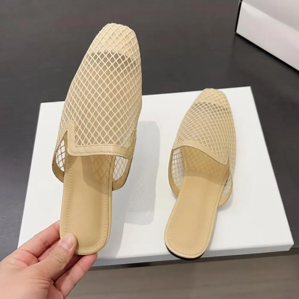 SAILING LU Square Toe Mules for Women Casual Backless Shoes Solid Color Flat Slip ons Comfort Summer Sandals