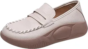 Sandals for Women 2025 Leather Sneakers Fashion Retro Soft Sole Shoes Comfortable Non-Slip Flat Loafers for Casual Wear