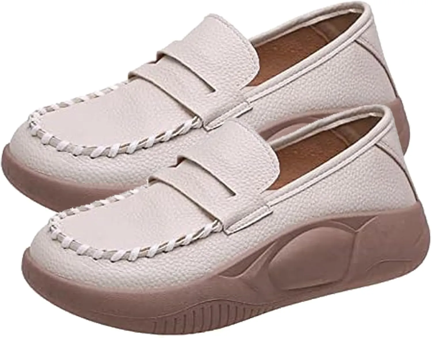 Sandals for Women 2025 Leather Sneakers Fashion Retro Soft Sole Shoes Comfortable Non-Slip Flat Loafers for Casual Wear