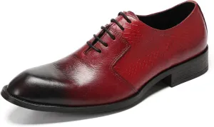 Santimon Dress Shoes for Men Oxfords Formal Business Leather Wingtip Derby Fashion Prom Crocodile Printed Wedding Tuxedo Shoes