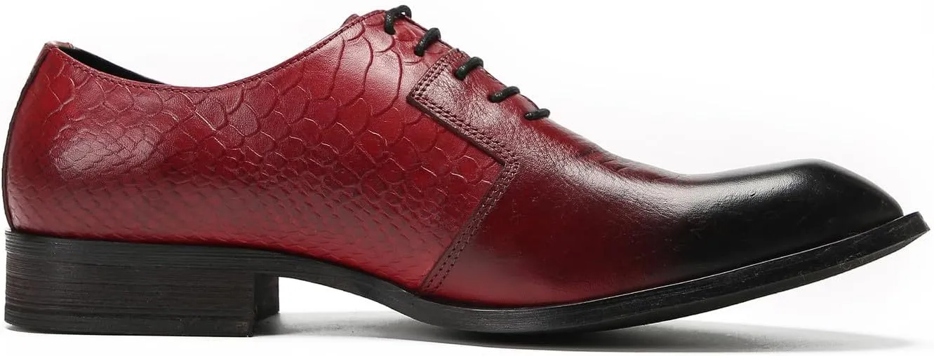 Santimon Dress Shoes for Men Oxfords Formal Business Leather Wingtip Derby Fashion Prom Crocodile Printed Wedding Tuxedo Shoes
