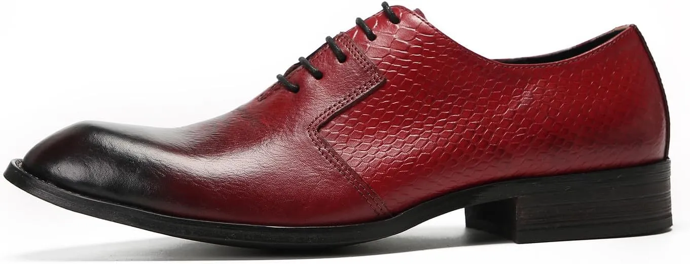 Santimon Dress Shoes for Men Oxfords Formal Business Leather Wingtip Derby Fashion Prom Crocodile Printed Wedding Tuxedo Shoes