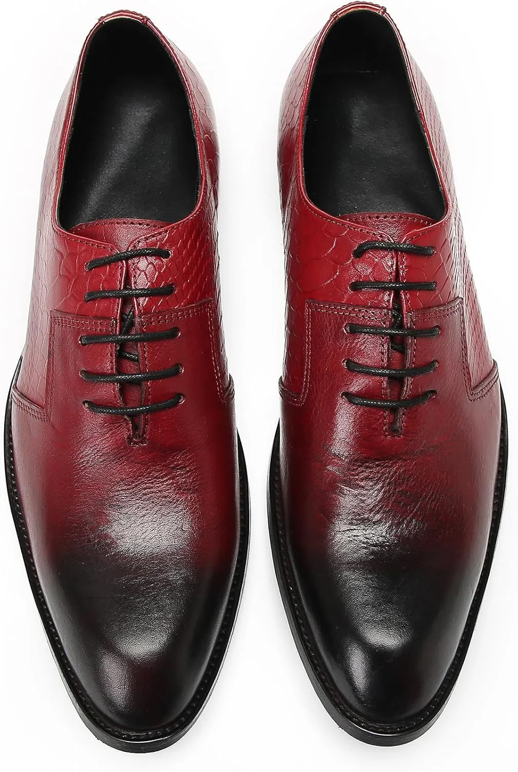 Santimon Dress Shoes for Men Oxfords Formal Business Leather Wingtip Derby Fashion Prom Crocodile Printed Wedding Tuxedo Shoes