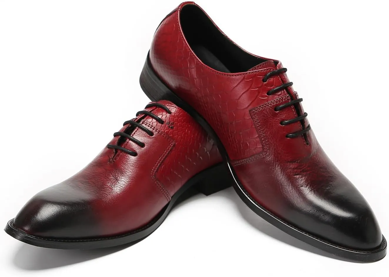 Santimon Dress Shoes for Men Oxfords Formal Business Leather Wingtip Derby Fashion Prom Crocodile Printed Wedding Tuxedo Shoes