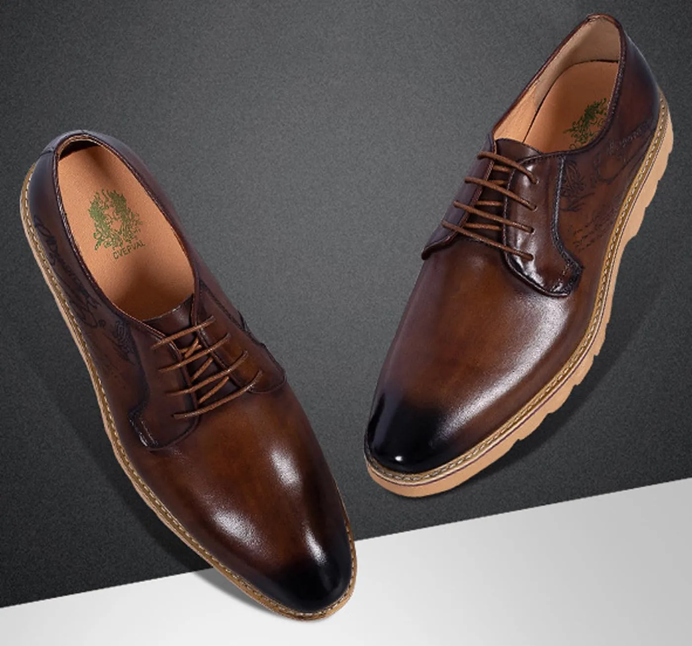 Santimon Men's Leather Dress Shoes | Stylish Lace-Up Oxford Shoes for Office, Weddings & Casual Wear | Comfortable Business Shoes with Premium Insole for All-Day Comfort
