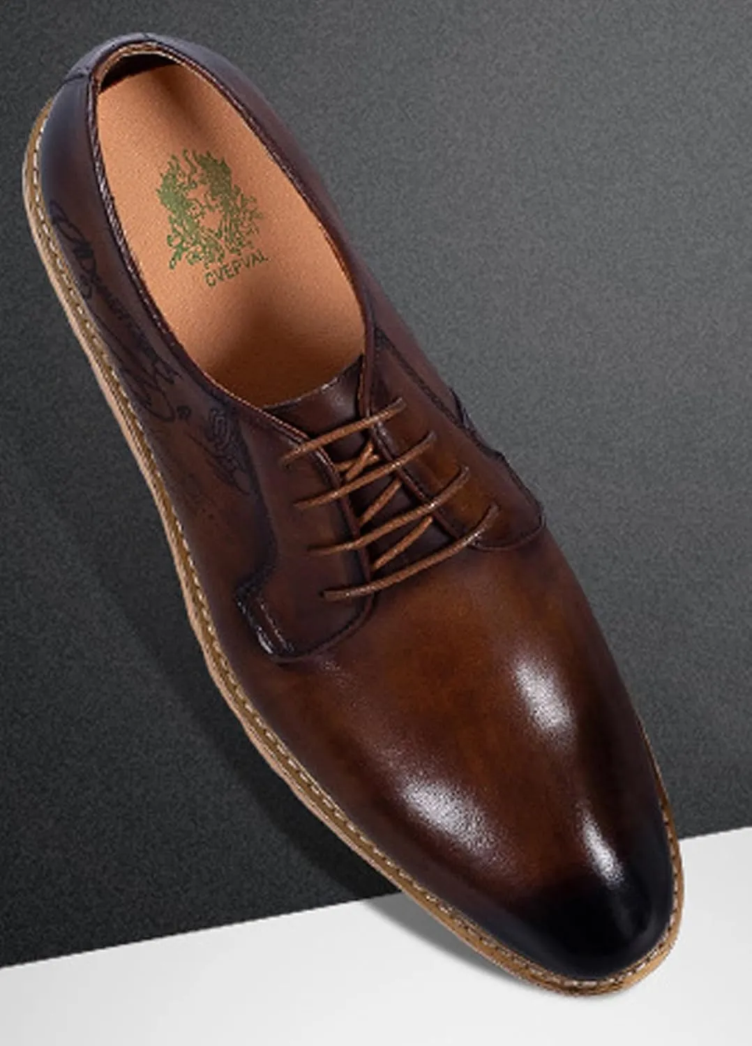 Santimon Men's Leather Dress Shoes | Stylish Lace-Up Oxford Shoes for Office, Weddings & Casual Wear | Comfortable Business Shoes with Premium Insole for All-Day Comfort