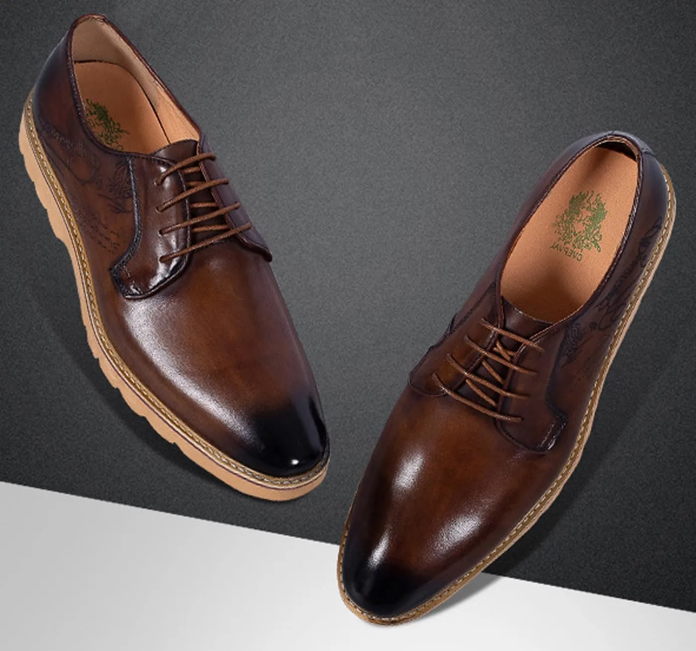 Santimon Men's Leather Dress Shoes | Stylish Lace-Up Oxford Shoes for Office, Weddings & Casual Wear | Comfortable Business Shoes with Premium Insole for All-Day Comfort