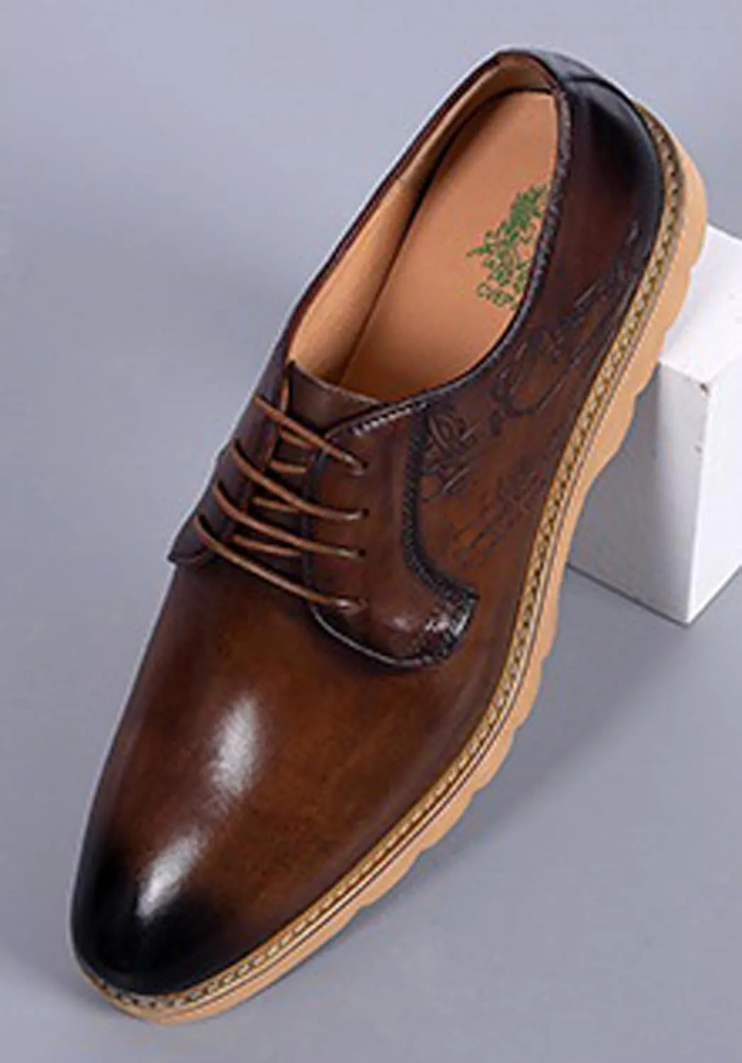 Santimon Men's Leather Dress Shoes | Stylish Lace-Up Oxford Shoes for Office, Weddings & Casual Wear | Comfortable Business Shoes with Premium Insole for All-Day Comfort