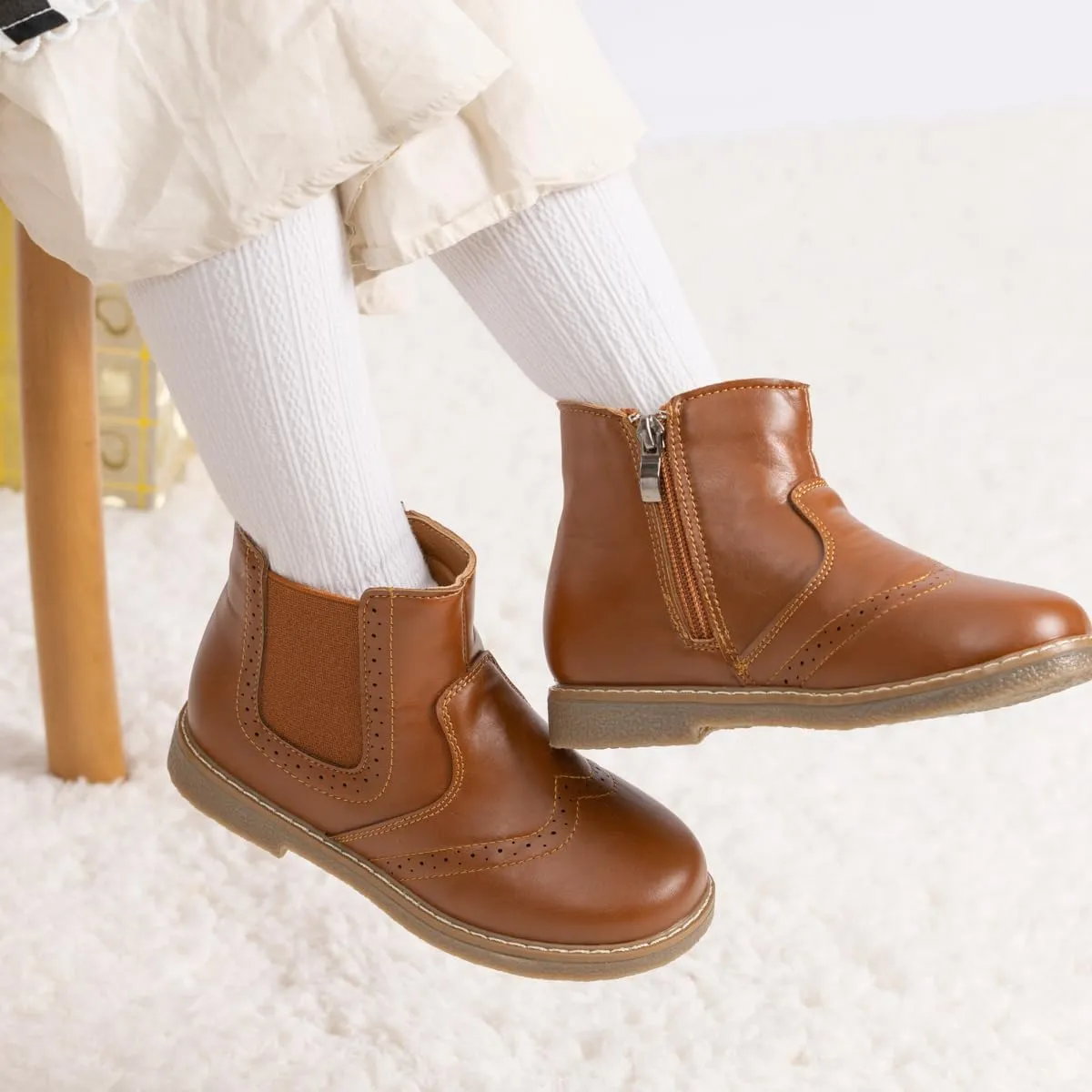 Sawimlgy Toddler Boys Girls Classic Hiking Boots PU Leather Outdoor Four Seasons Ankle Sneaker High Top Durable Rubber Sole Casual Shoes