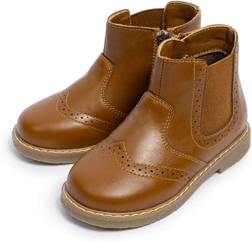 Sawimlgy Toddler Boys Girls Classic Hiking Boots PU Leather Outdoor Four Seasons Ankle Sneaker High Top Durable Rubber Sole Casual Shoes