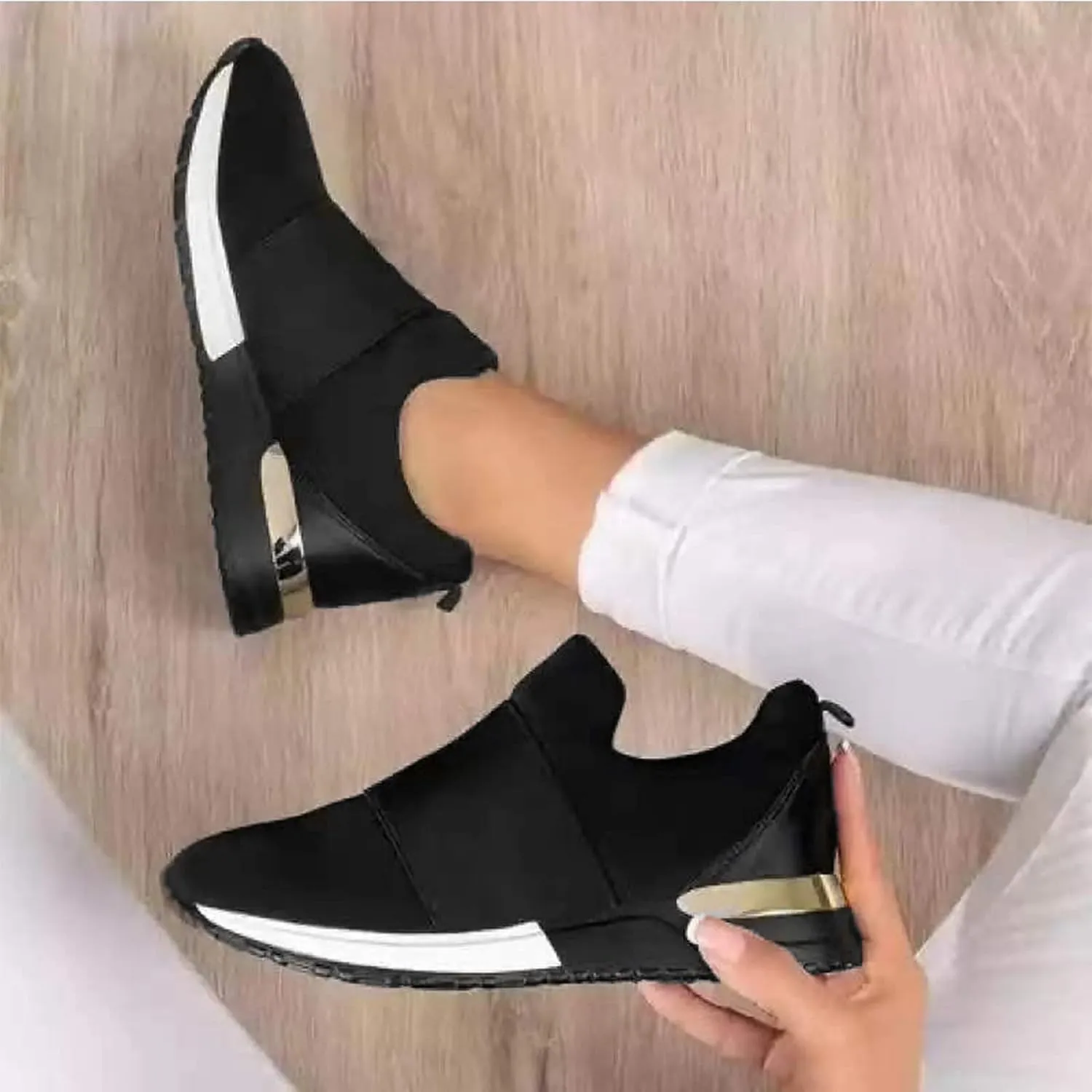 SBGMoSJ Black Platform Sneakers for Women Womens Running Shoes Size 9.5 White Shoes for Women Sneakers Trendy Black Womens Platform Sneakers Size 11 Wide Cycling Shoes for Women