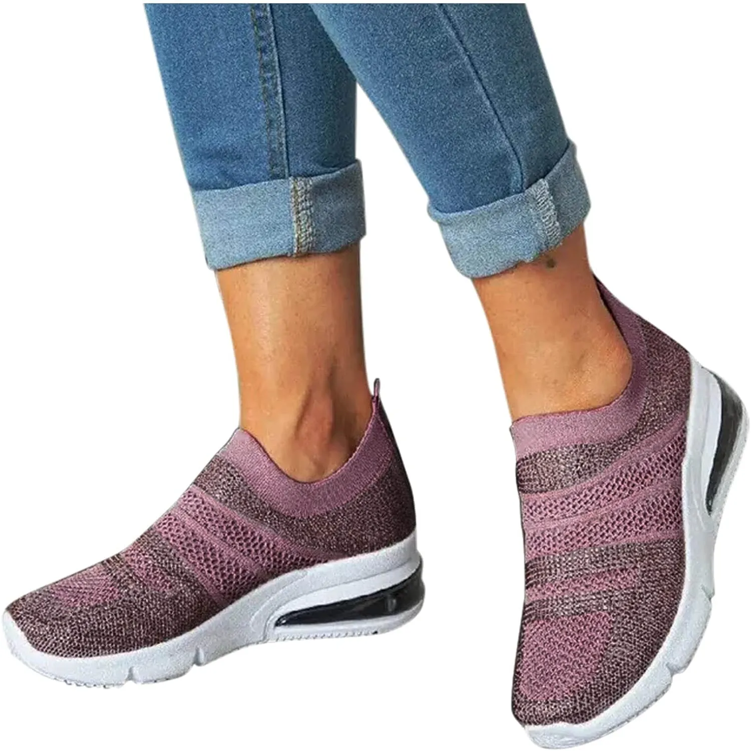 SBGMoSJ Extra Wide Women Walking Sneakers Size 8 X Wide Fall Dress Shoes for Women 2023 Comfy Walking Shoes for Women Slip Ons Womens Black Sneakers Size 9.5 Wide Zapatillas Sin Cordones para Mujer