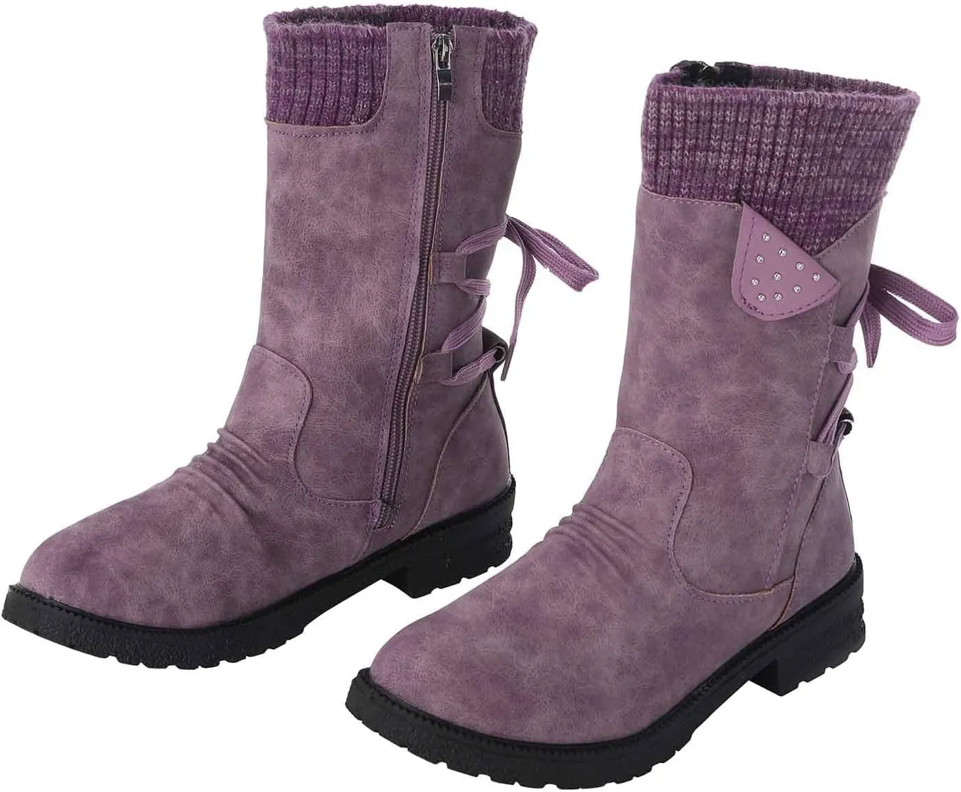 SBGMoSJ Knee High Boots Leather Winter Boots Women Fashionable Leather Fall Boots for Women Mid Calf Womens Boots Soft Leather Mid Calf Wide Calf Wide Calf Cowboy Boots Women Square Toe Tall