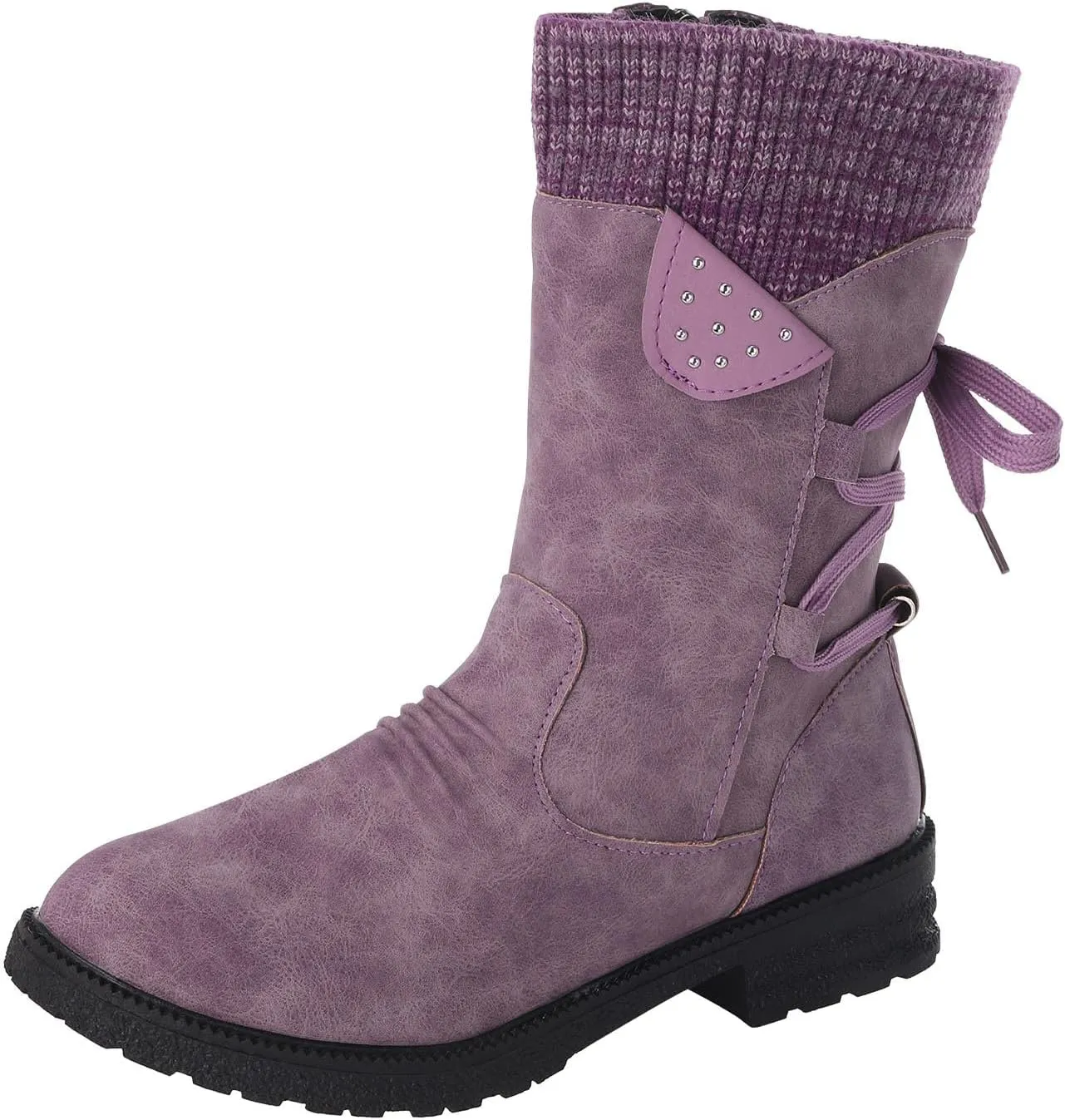 SBGMoSJ Knee High Boots Leather Winter Boots Women Fashionable Leather Fall Boots for Women Mid Calf Womens Boots Soft Leather Mid Calf Wide Calf Wide Calf Cowboy Boots Women Square Toe Tall